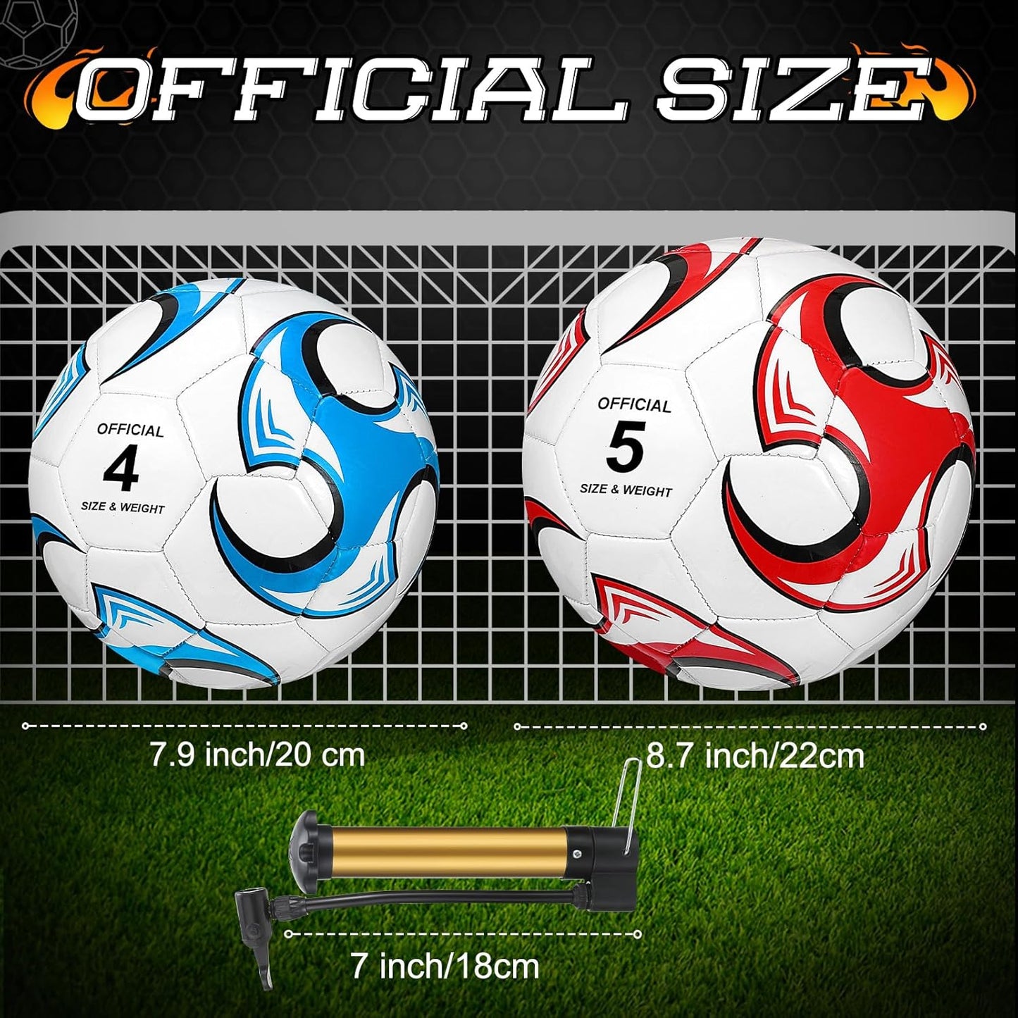 Lenwen 12 Pcs Soccer Balls with Pump Bulk Official Size 5 4 3 Kids Teen Adult Indoor Outdoor Sports Soccer Ball Toddler Youth Gift for Training Game Practice Christmas Operation