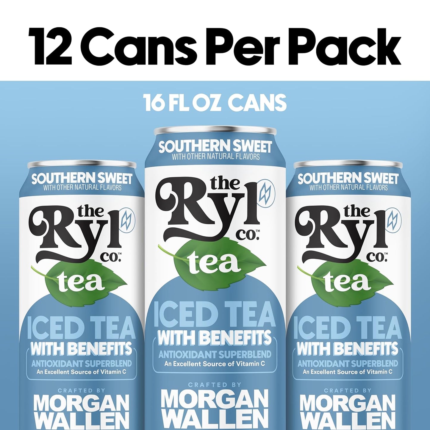 Ryl Iced Tea, Wallen's Sweet Tea, Antioxidant Superblend, No Artificial Ingredients, 16.0 Fl Oz (12-Pack)