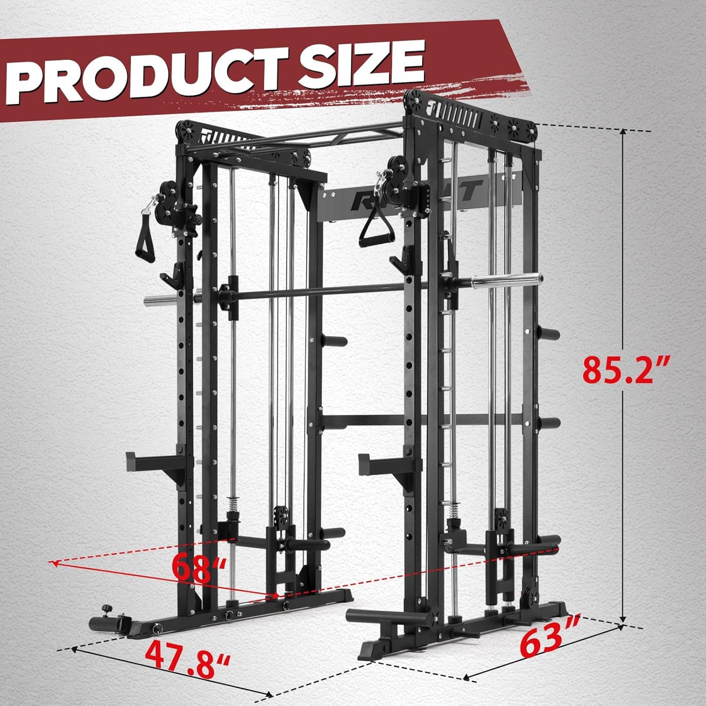 RitFit M1 & M1 Pro Smith Machine with Cable Crossover System, Multi-Function Squat Rack Power Cage for Home Gym, Power Rack and Packages