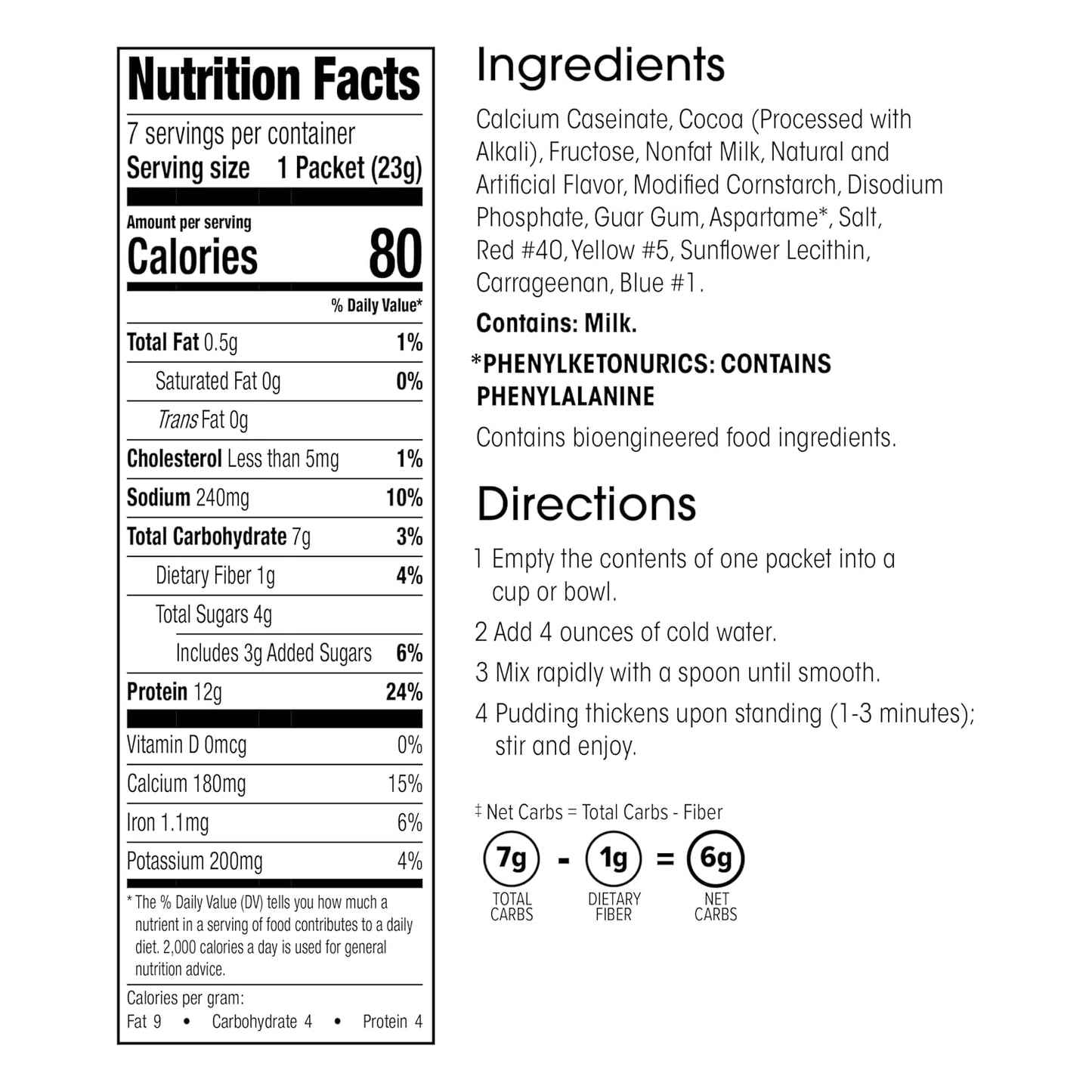 WonderSlim Protein Pudding, Dark Chocolate, Gluten Free, Low Carb (7ct)