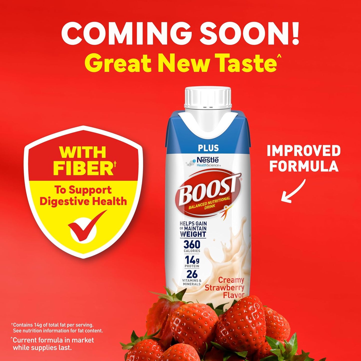 BOOST Plus Nutritional Drink, Creamy Strawberry, 8 Fl Oz (Pack of 24)