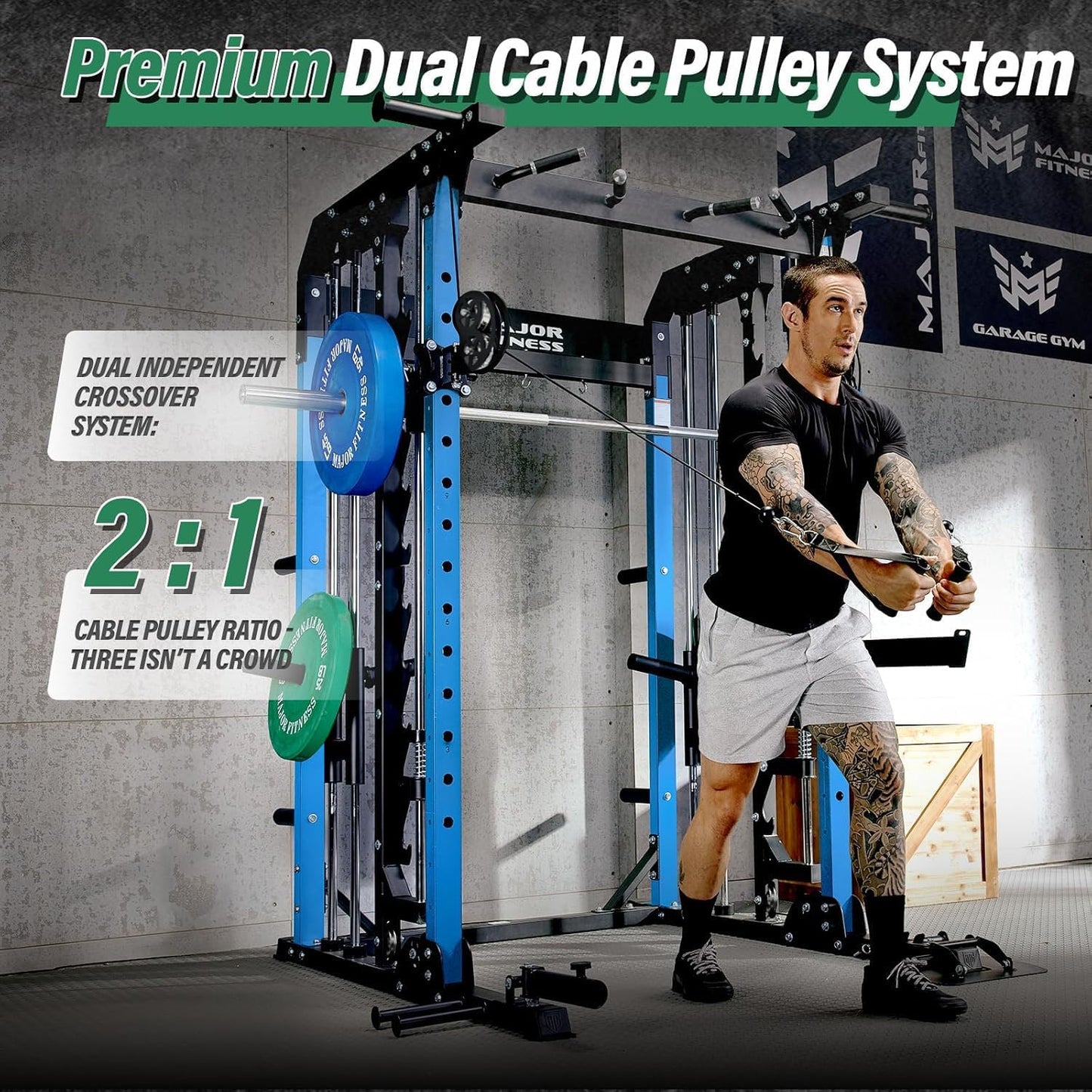 B52 Machine Home Gym with Power Rack, Cable Crossover, Dual Pulley System, Landmine, and Multi-Grip Pull-Up Bar – Heavy-Duty Fitness Equipment for Strength Training and Full-Body Workouts