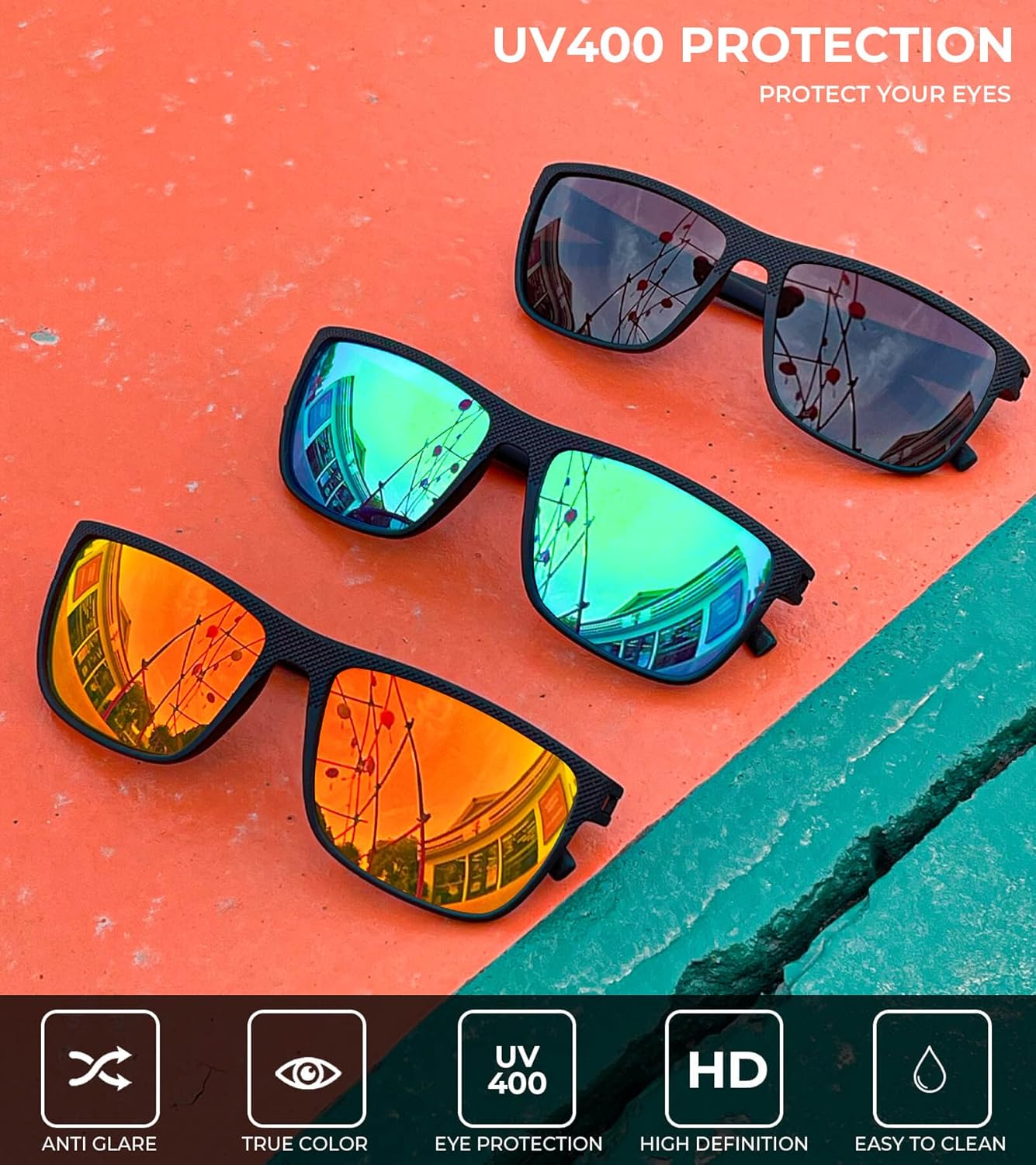 KALIYADI Polarized Sunglasses for Men, Lightweight Sun Glasses with UV Protection for Driving Fishing Golf