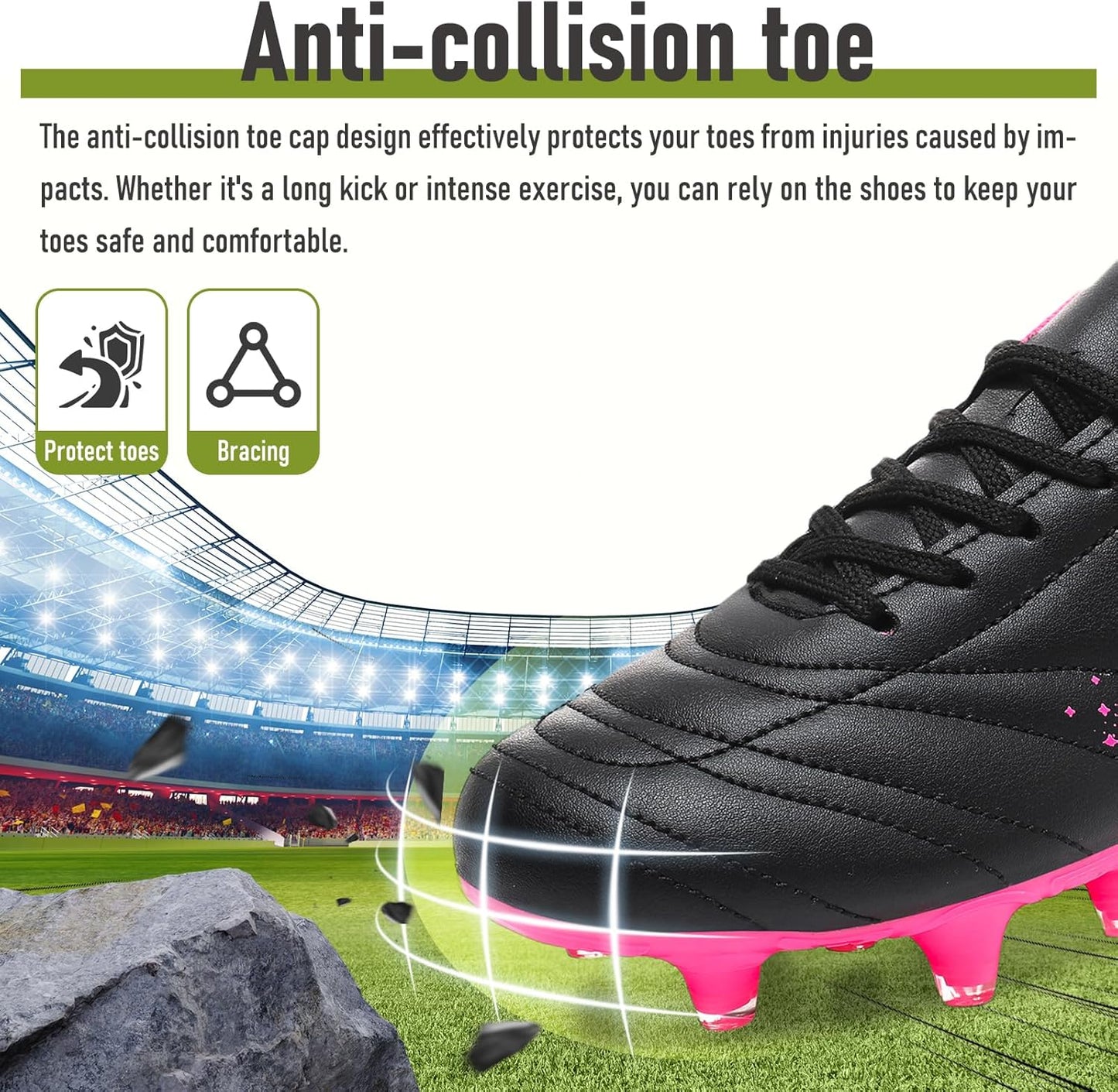 LIZRHA Soccer Shoes for Boys Girls Soccer Cleats Boys Girls Kids Athletic Outdoor Football Shoes Youth Football Cleats Outdoor & Indoor Soccer Shoes Lightweight, Running & Training for Students