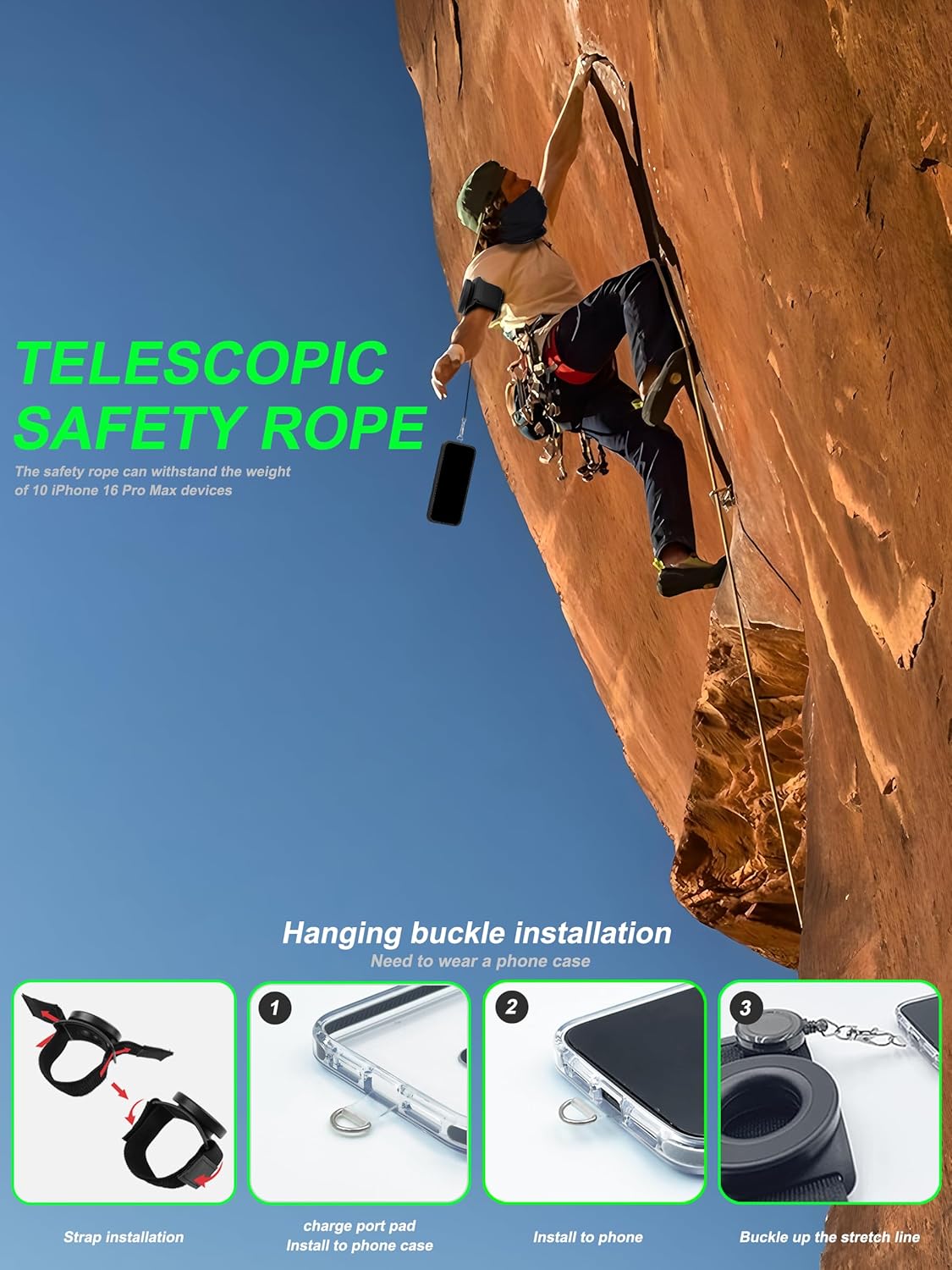 Running Phone Holder for iPhone,【Upgraded N52 Magnetic&Telescopic Anti Drop Rope】 360 ° rotatable,Armband,Wristband,Cell Phone Holder, for All Call Phone,iPhone/Sumsung/Android