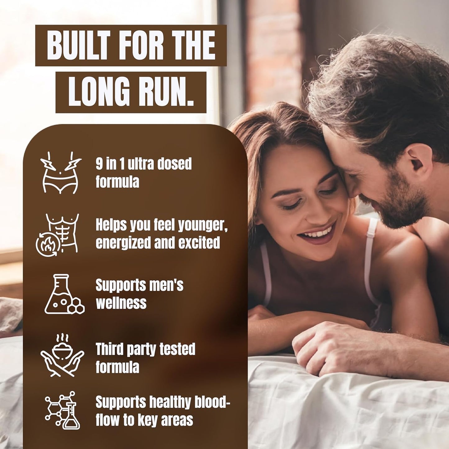 Premium Male Performance Booster - Horny Goat Weed + 8 Ingredients | Pills for Men Fast Acting Blood-Flow, Muscle Building, Energy | 3rd Party Tested Supplement - 60 Pills for Adults