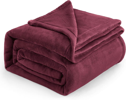 Bedsure Burgundy Red Fleece Blanket King Size - 280GSM Throw Blankets for Couch,Sofa,Bed, Soft Lightweight Plush Cozy Throws for Toddlers