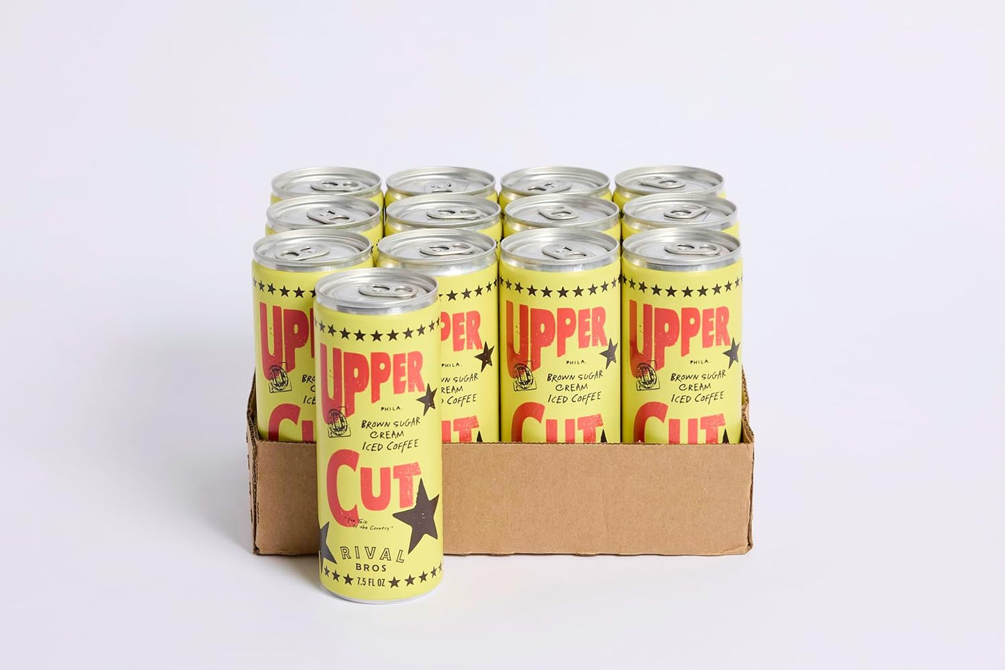 Rival Bros Upper Cut Ready to Drink Iced Coffee, Brown Sugar Cream Flavored, 7.5 Fl Oz, 12 Count, Perfect for On-the-Go, 111mg Caffeine, Easy to Drink Canned Coffee