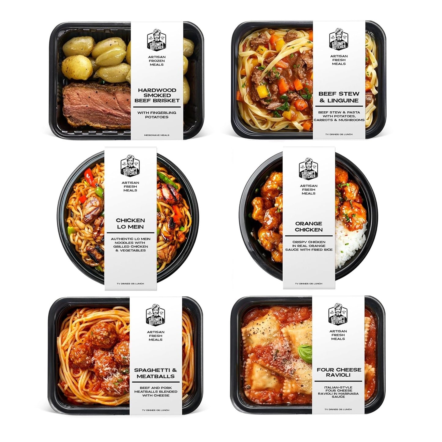 Grumpy Butcher Chef-Crafted Gourmet Meals Sampler: Comfort Classics, 6-pack (10 – 15 oz each) – Premium Prepared Meals & Entrees