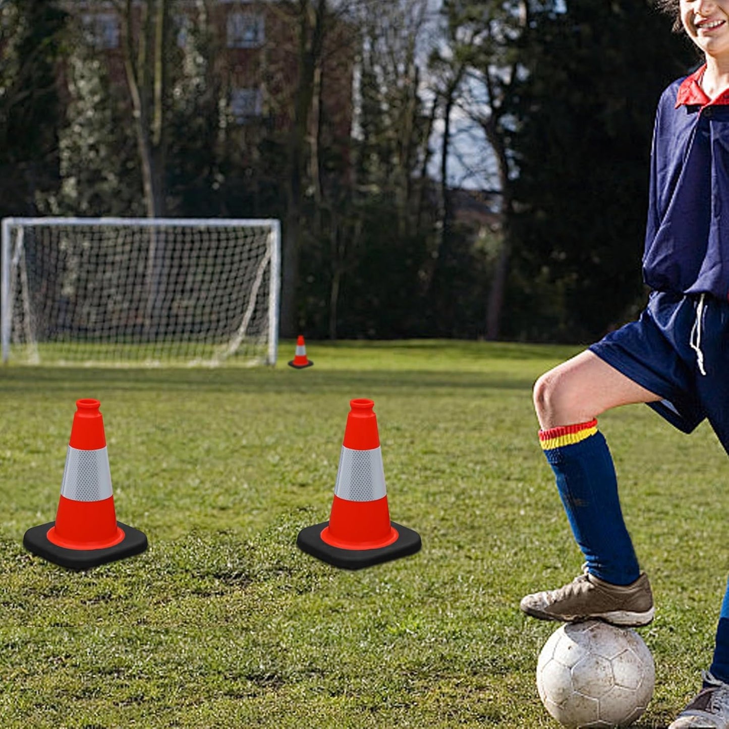 OrangeStar 12" Traffic Cones 4-Pack, Orange Safety Cones with Reflective Collar & Heavy Duty Base for Driving Practice, Parking Lots, Roadwork, Construction | Indoor & Outdoor Use
