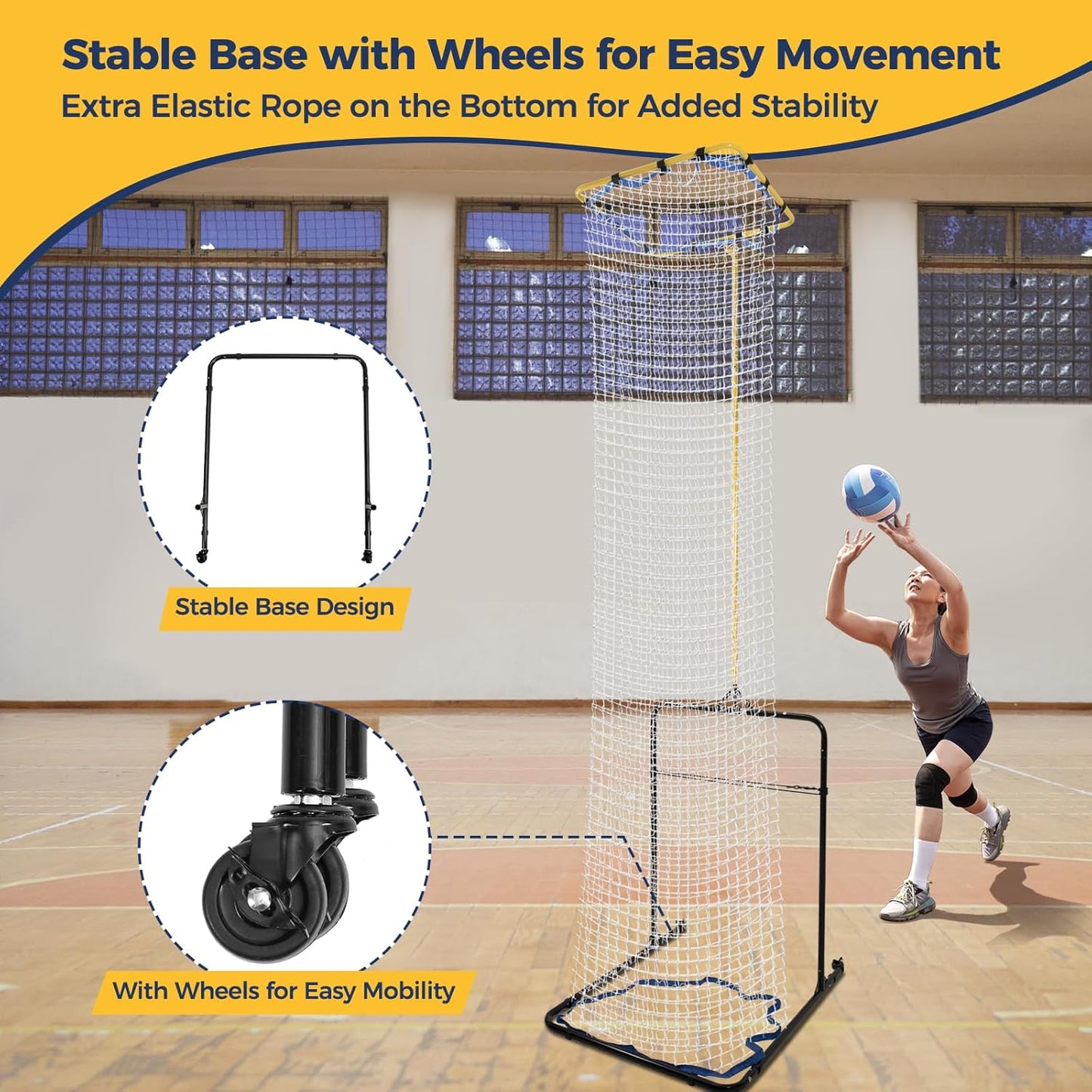 Volleyball Setter Training Equipment 8 Adjustable Heights,Sturdy and Durable 130inch Volleyball Setter Training Net 6 Adjustable Angles for Indoor and Outdoor Training