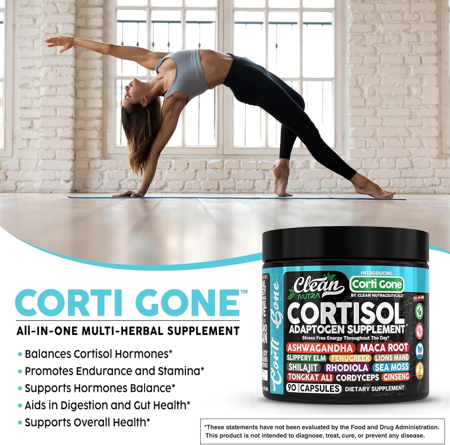 Corti Gone Cortisol Supplements For Women | Maca Root Ashwagandha Cortisol Detox Manager Reducer + Slippery Elm Fenugreek Lions Mane Shilajit Rhodiola Sea Moss Tongkat Ali Cordyceps Ginseng Beet Root