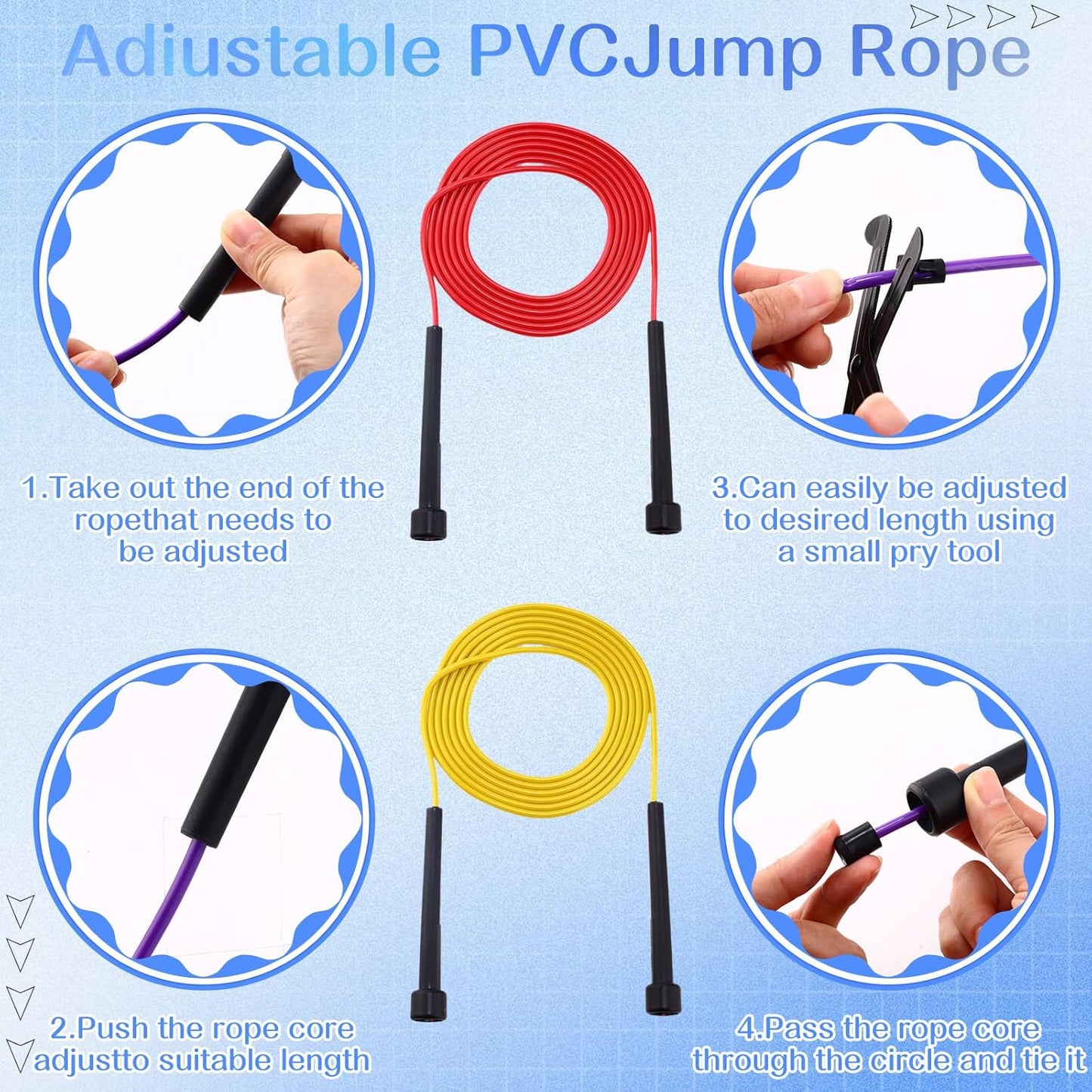 72 Pcs PVC Jump Ropes for Fitness 9.2 ft Adjustable Skipping Rope Versatile Unbreakable Speed Rope with Plastic Handles for Women Men Kids Endurance Training Cardio Exercise Workout
