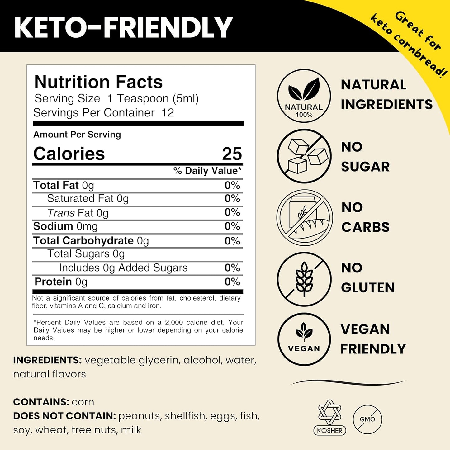 Natural Sweet Corn Extract - 2 oz - Water-Soluble - By Harvest Moon Delights - Sweet Corn Extract for Baking Keto Cornbread - Zero Sugar, Zero Carbohydrates, Gluten-Free