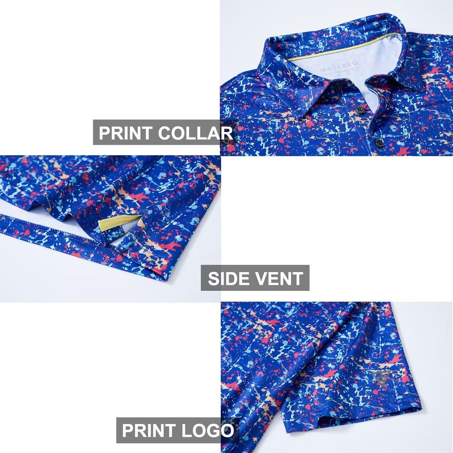 Men's Golf Polo Shirts Short Sleeve Striped Performance Moisture Wicking Dry Fit Golf Shirts for Men