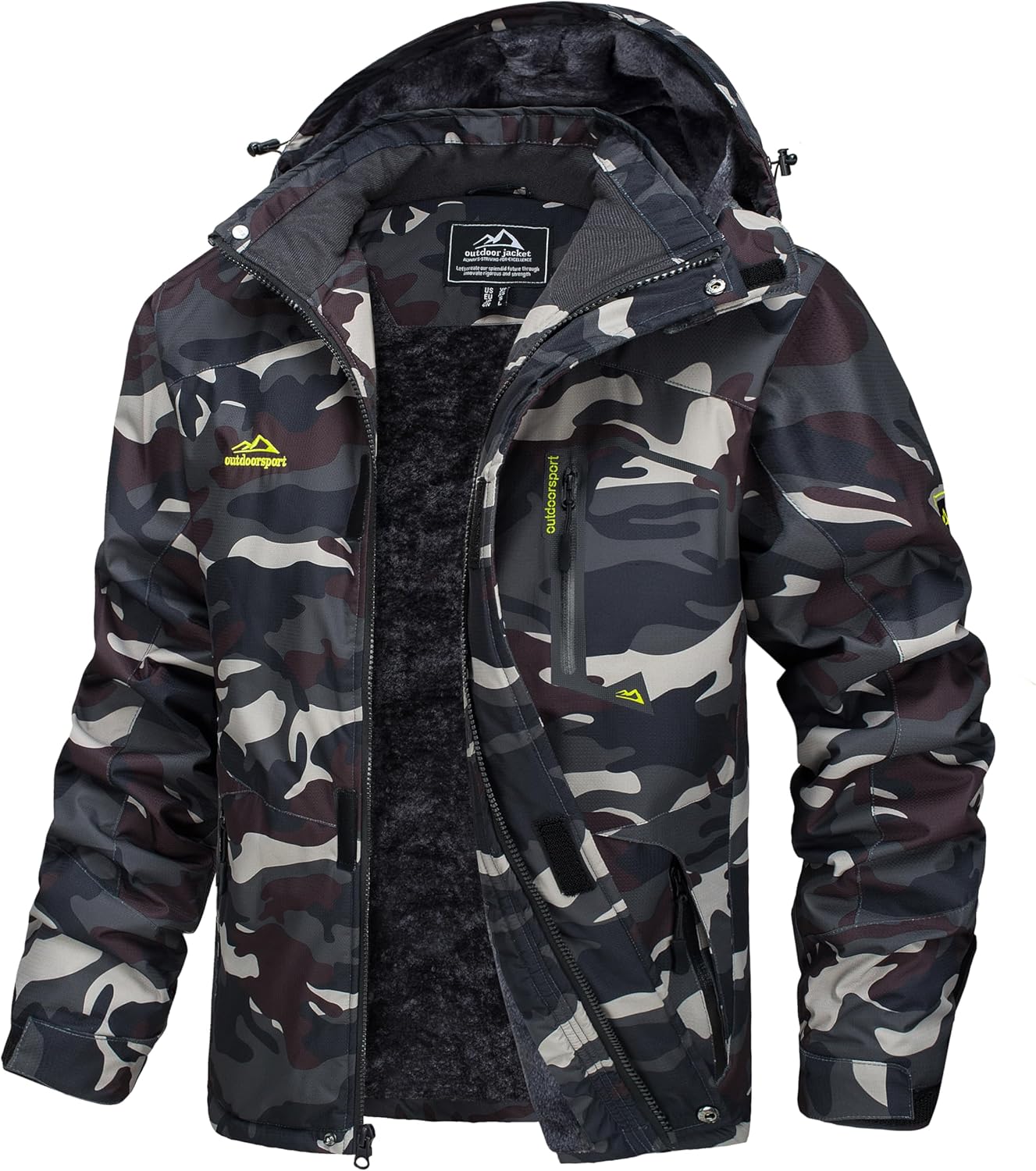 MAGCOMSEN Men's Winter Coats Water Resistant Ski Snow Jacket Warm Fleece Jacket Parka Raincoats With Multi-Pockets