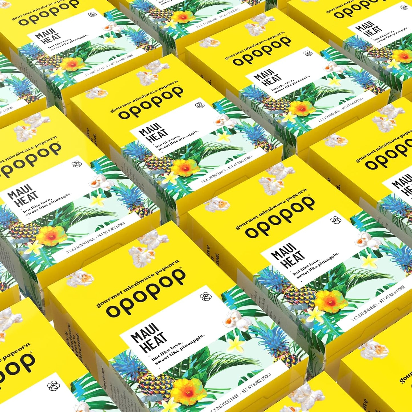 Opopop Microwave Popcorn - Maui Heat 2.8 oz., 9-Count - Sweet and Hot Popcorn, Flavored Popcorn, Non-GMO