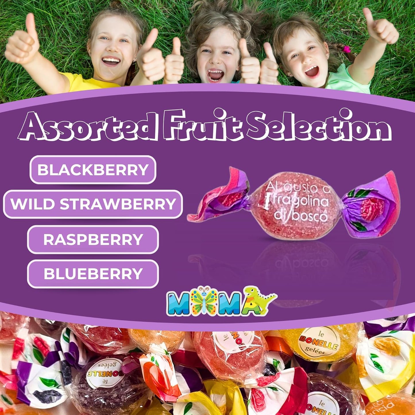 B0nelle Italian Fruitti Di Bosco Jelly Candy - 1 lb Assorted Individually Wrapped Jelly Fruit Candy - Delicious Mima's Memorial Day Mega Sale Treats for Gifting & Sharing