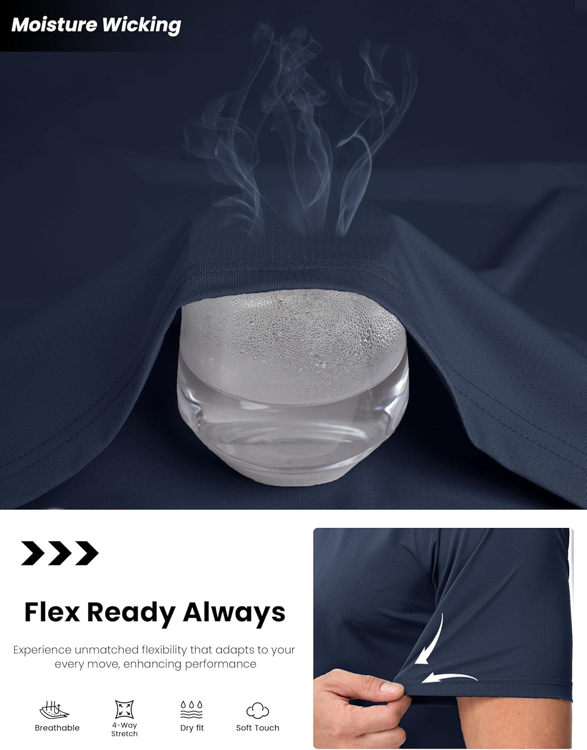 MAGCOMSEN Men's Dry Fit Shirts Mesh Short Sleeve Athletic Lightweight Workout Performance Hiking Shirt