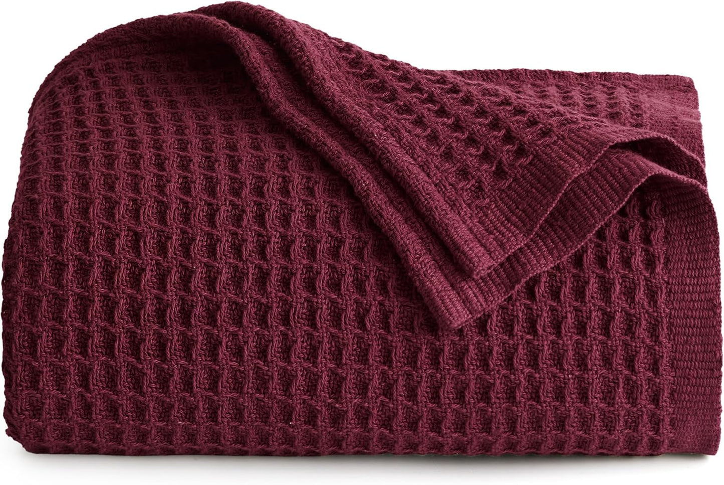Bedsure 100% Cotton Blanket Twin XL Size for College Dorm - Breathable and Soft, Waffle Weave Twin Blanket for Summer, Dorm Room Essentials, Red, 66x90 inches