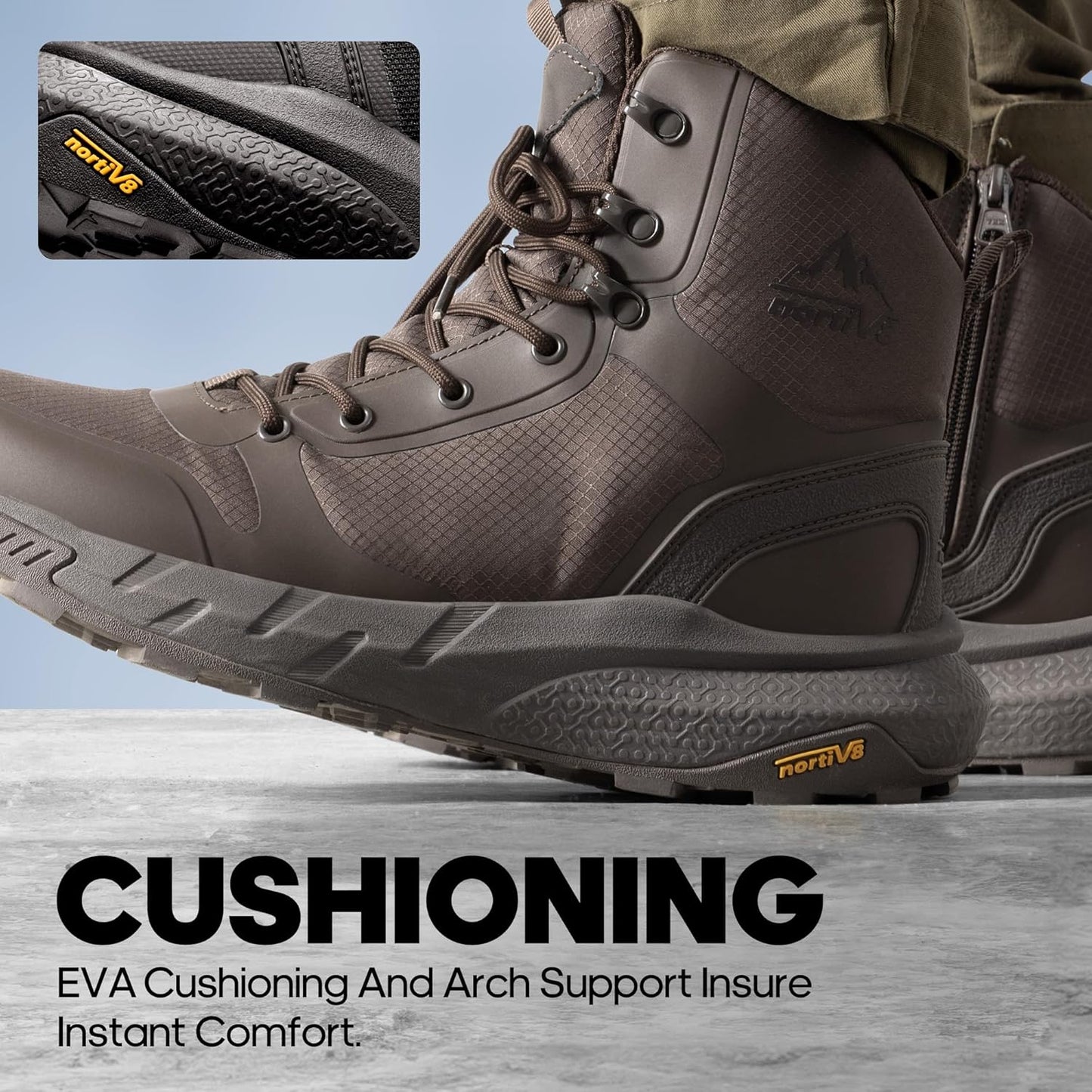 NORTIV 8 Men's Military Tactical Boot Lightweight Comfortable Boots for Work All Day Side Zipper Motorcycle Combat Hiking Boots Metrostrike(8-9 Inches)