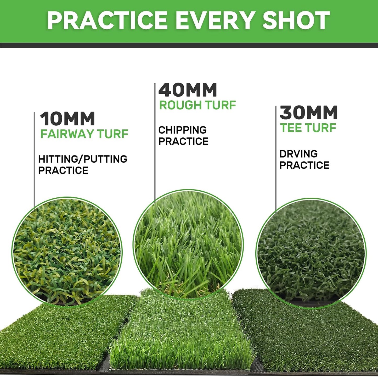 Golf Hitting Mat,Golf Training Mat for Swing Path Feedback Detection Batting, Extra Replaceable Golf Practice Mat 16"x12", Golf Gifts for Men Women for Home Indoor Outdoor