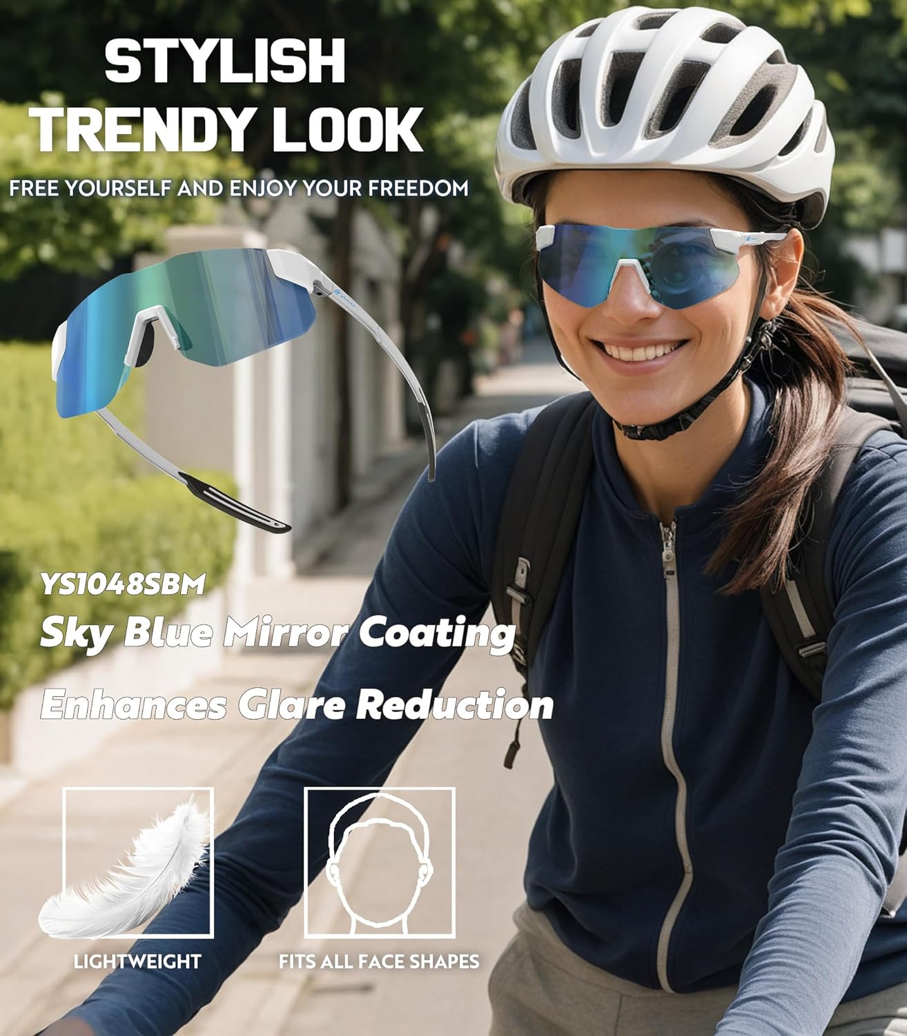 YAMAS Sport Sunglasses for Mens Womens, Wrap around Sunglasses, Non-Slip Nose Pads for Climbing and Running, UV400 Protection