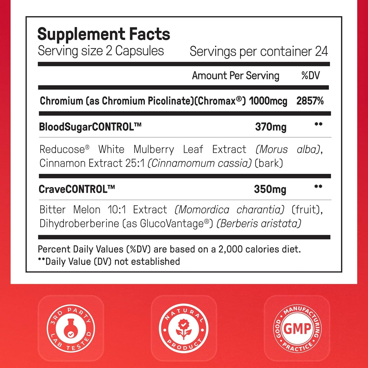 Happy Mammoth Ultimate Cravings Control – Sugar & Carb Cravings Support, Chromium, Natural Appetite Management & Metabolism Supplement for Adults, Non-GMO, No Gluten, Dairy, Soy or Sugar, 48 Capsules