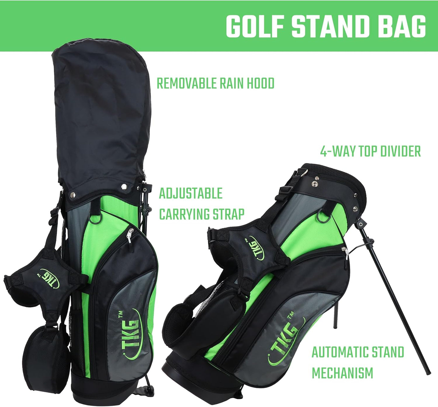 TKG Sports Youth Golf Set - Kids Golf Clubs, Stand Bag, Rain Cover, Glove, Towel, Tees, Balls - Great for Summer Camp Activity, Outdoor Games, and Recreation