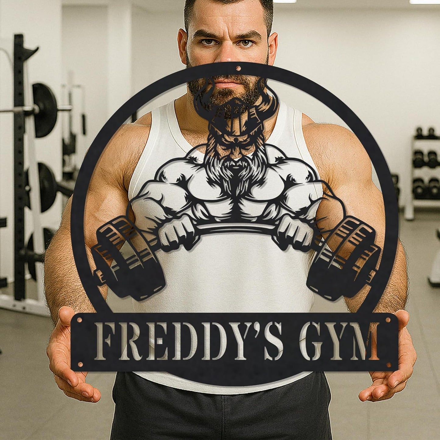 Custom Name Gym Metal Sign Personalized Fitness Wall Art Decor for Home, Workout Room, Garage, Powerlifting Center, Motivational Gift for Women, Men, Dad, Papa, Grandpa, Mother, Sister, Girls