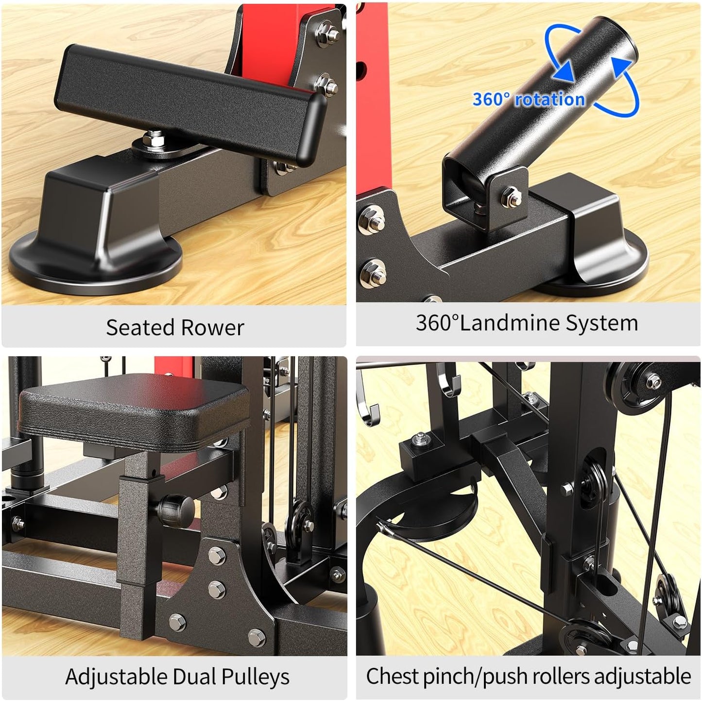Power Cage,1600lbs Multi-Function Power Rack with Adjustable Cable Crossover System and More Training Attachment, Weight Cage for Home Gym