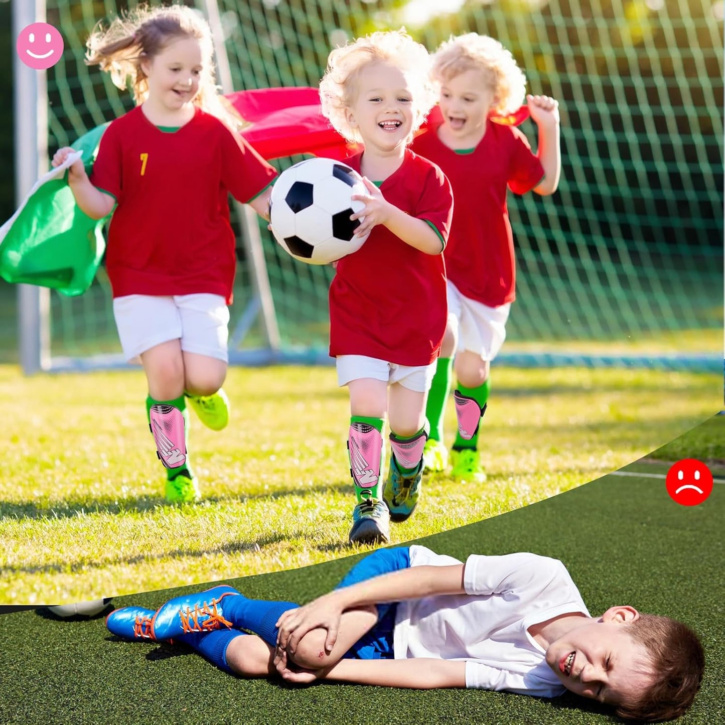 Shin Guards Soccer Youth Kids - Shin Guard for Boys Girls Teenagers Toddler 2-18 Years Old - Football Shin Pads Protection Equipment with Adjustable Straps