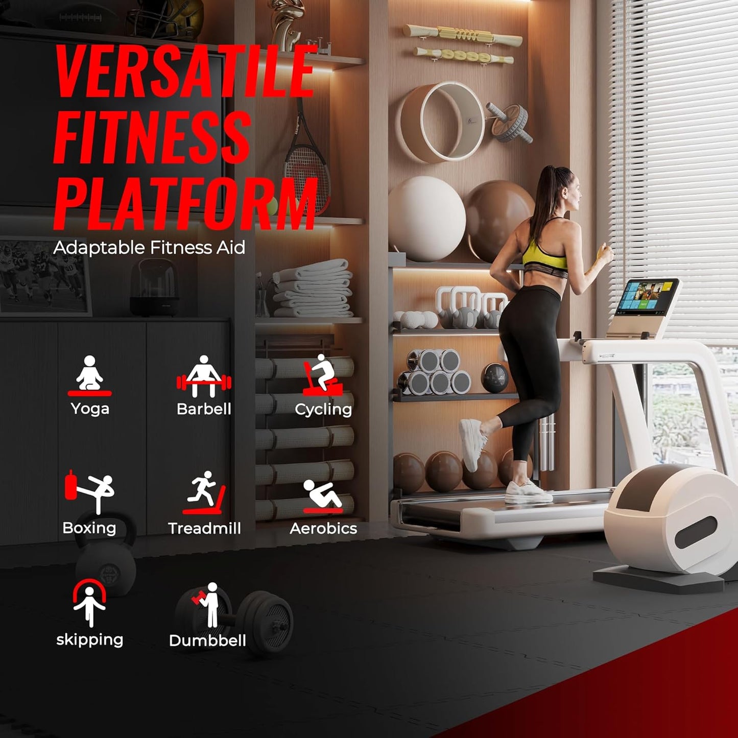 SUPERJARE 0.79'' Extra-Thick Exercise Equipment Mats, 18 Pcs 72 Sq Ft Rubber Top Floor Tiles with High Density EVA Foam, Interlocking Gym Flooring for Home Gym, Workout Mat, Black