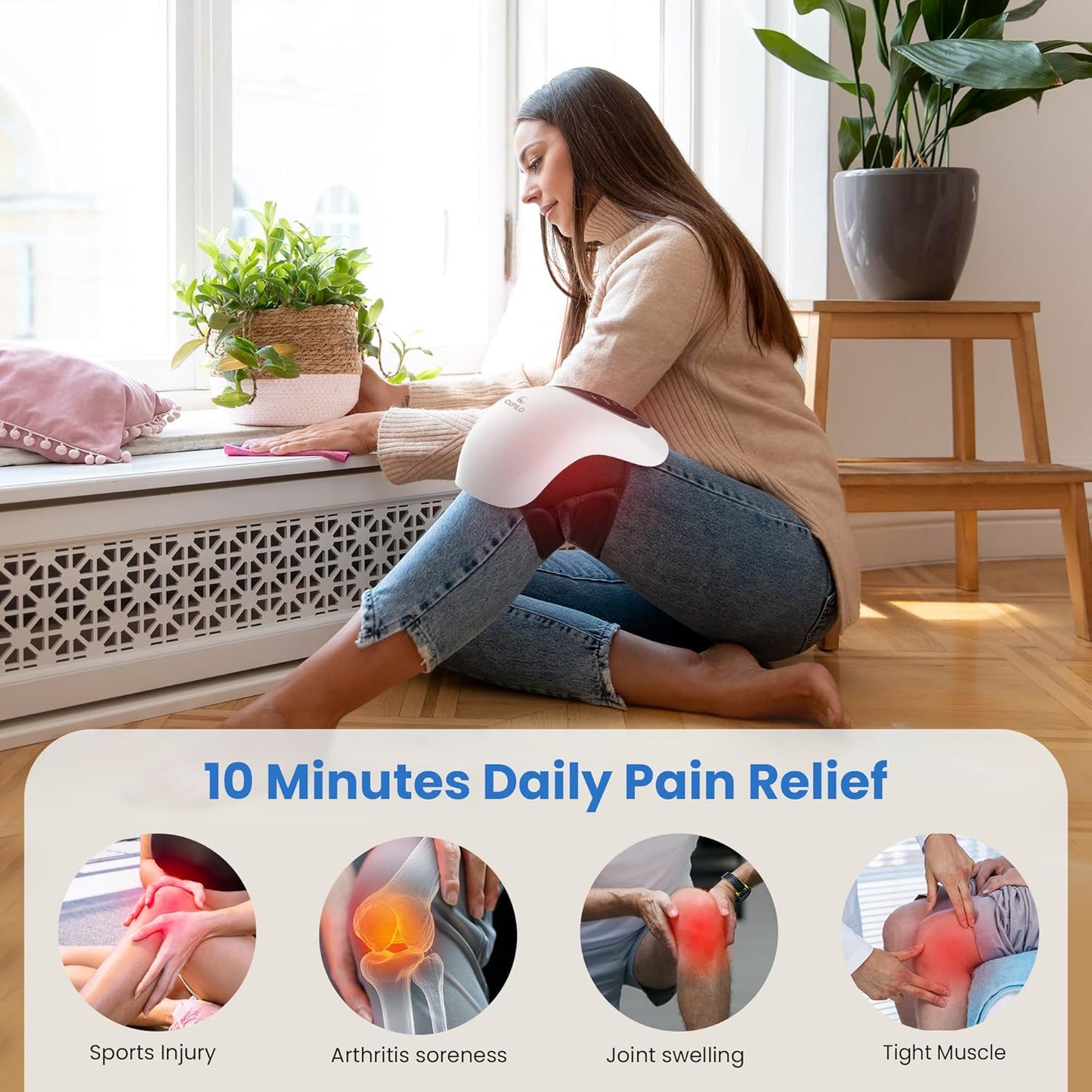 Knee Massager with Heat - Heating and Vibrating Pain Relief Knee Massager for Arthritis,Ideal Gifts for Women,Men