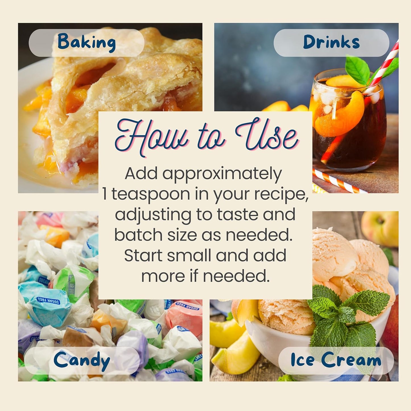 Natural Peach Extract - 2 oz - Water-Soluble - By Harvest Moon Delights - Peach Extract for Baking, Ice Cream, Drinks, and Candy - Sugar Free