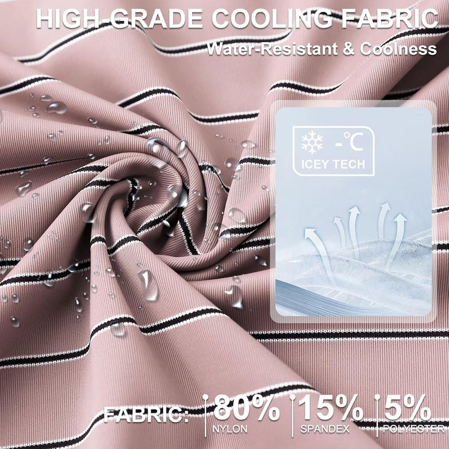 M MAELREG Mens Striped Golf Shirts Short Sleeve Silk-Like Touch Water-Resistant Breathable Soft Collared Polo Shirts for Men