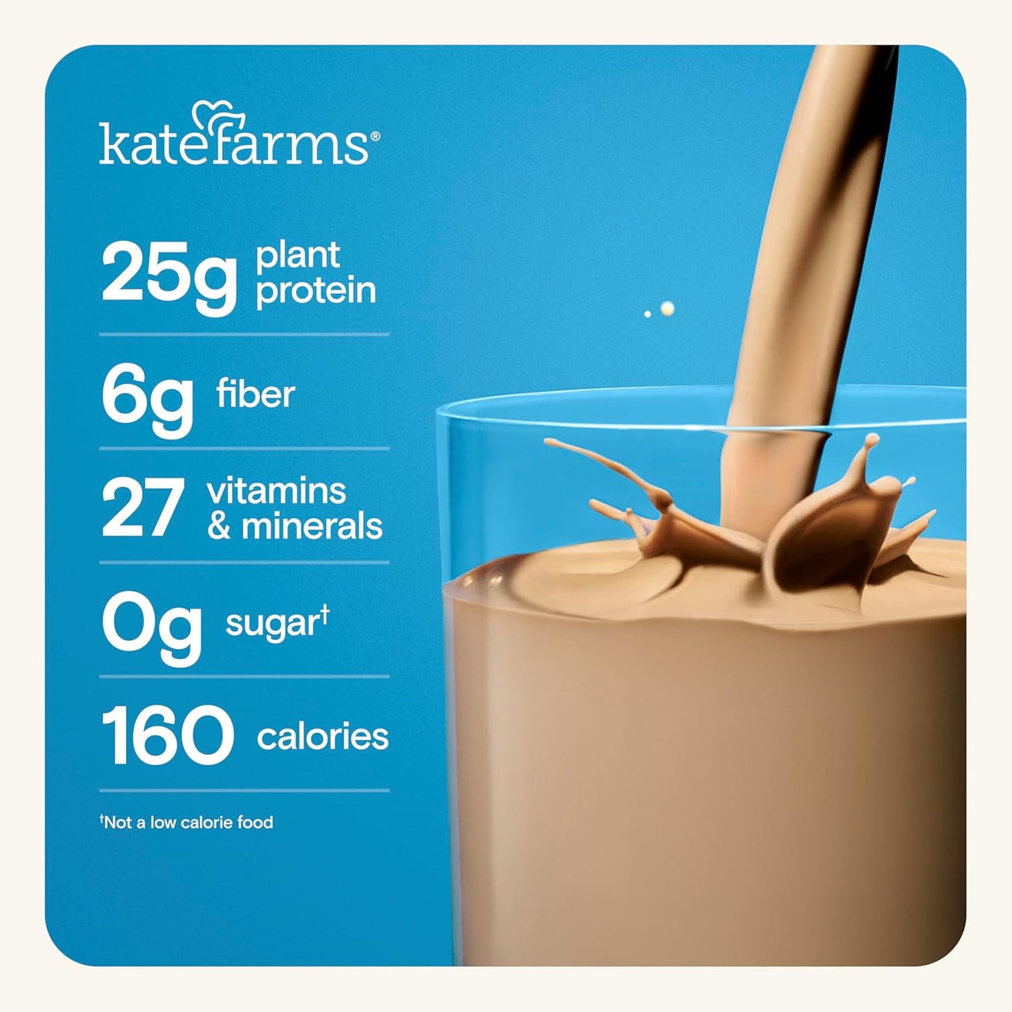 KATE FARMS Organic High Protein Chocolate Nutrition Shake, 25g Protein, 6g Fiber, 27 Vitamins and Minerals, 0g Sugar, Protein Drink, 11 oz (12 Pack)