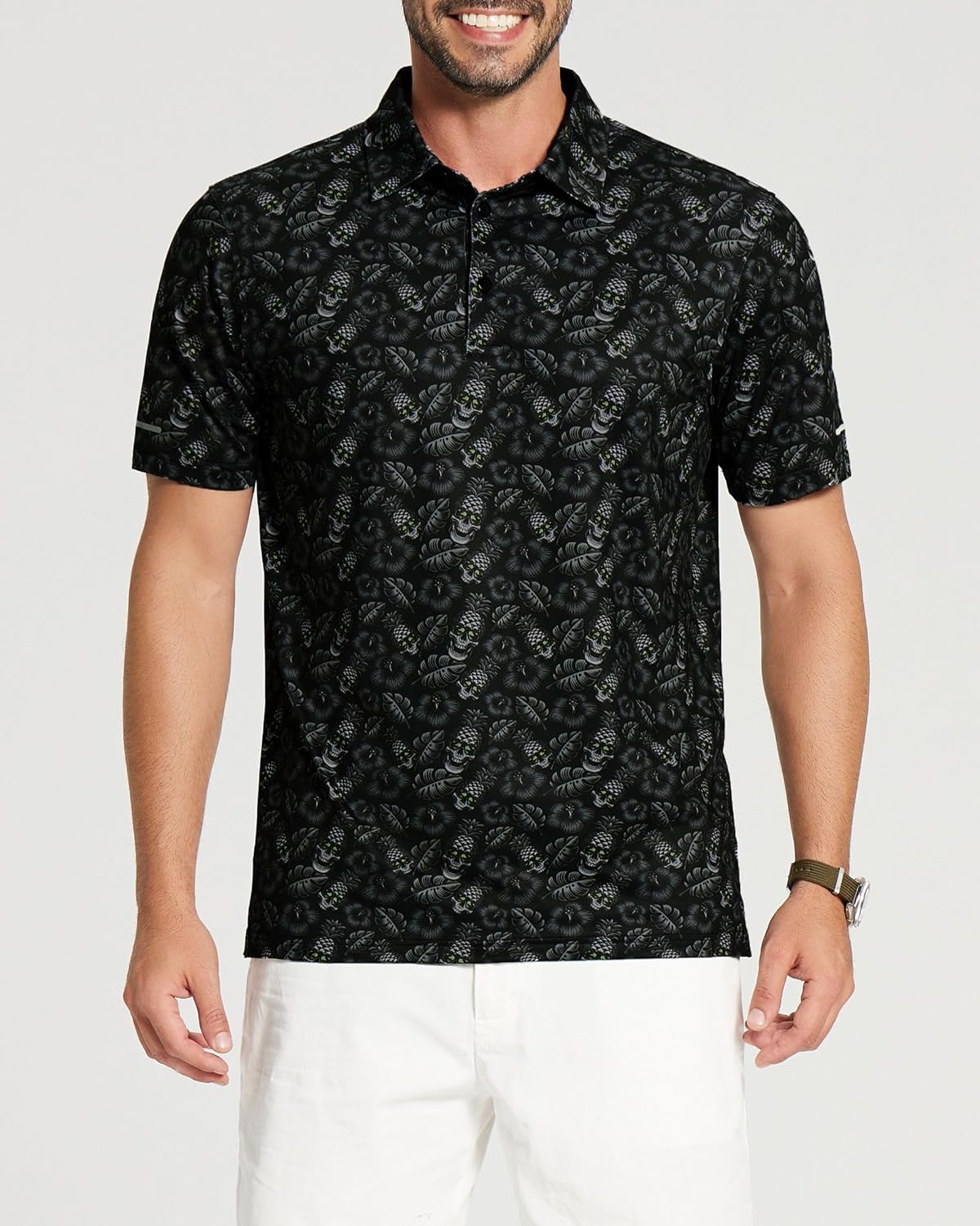 Golf Shirts for Men - Moisture Wicking Short Sleeve Performance Sport Casual Striped Collared Mens Polo Shirt