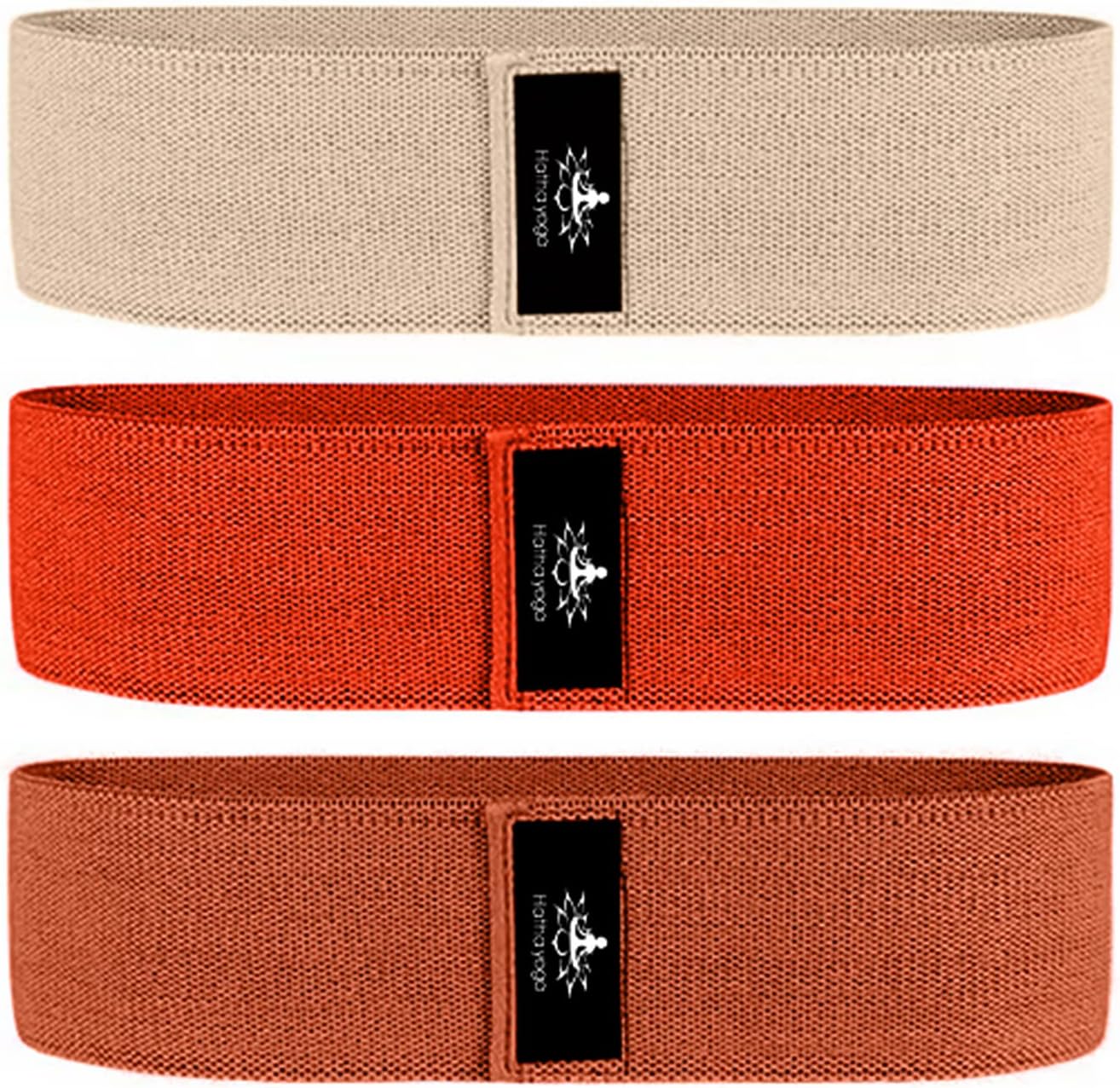 Hatha Yoga Large Resistance Band,14.5" x3.15",Fabric Exercise Loop Bands with Instruction Guide and Carry Bag, Set of 3.