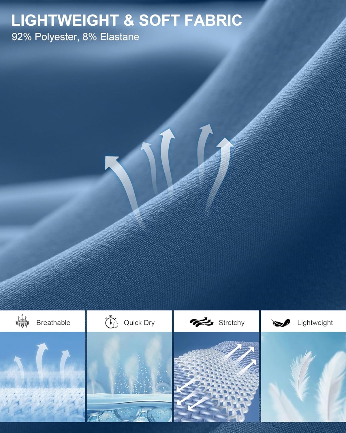 Pudolla Men's Casual Shorts 7"/9" Lightweight Golf Shorts with 3 Pockets Stretch Quick Dry Comfy Work Shorts