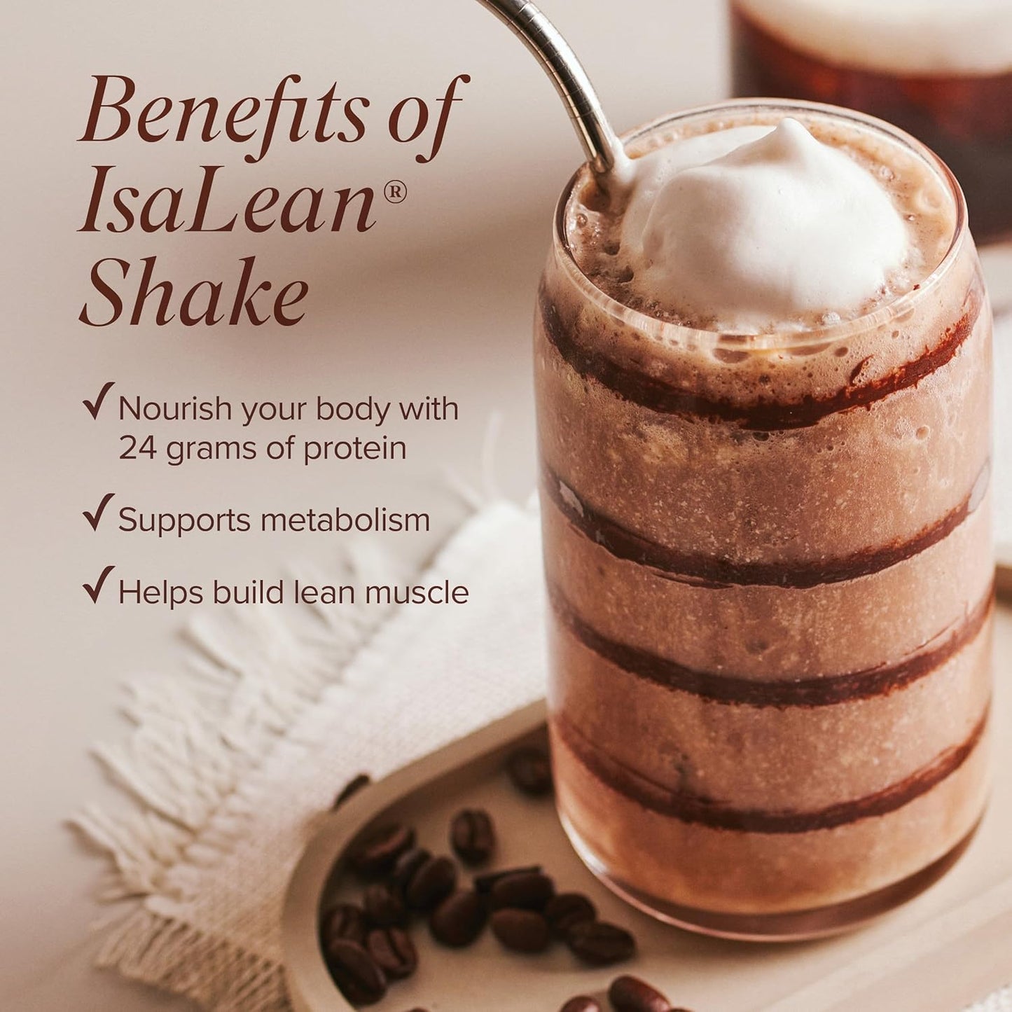 IsaLean Protein Shake - Complete Superfood Meal Replacement for Maintaining Healthy Weight and Lean Muscle Growth with 24 Vitamins and Minerals - 29.6 oz - 14 Meal Canister (Mocha) - Canister