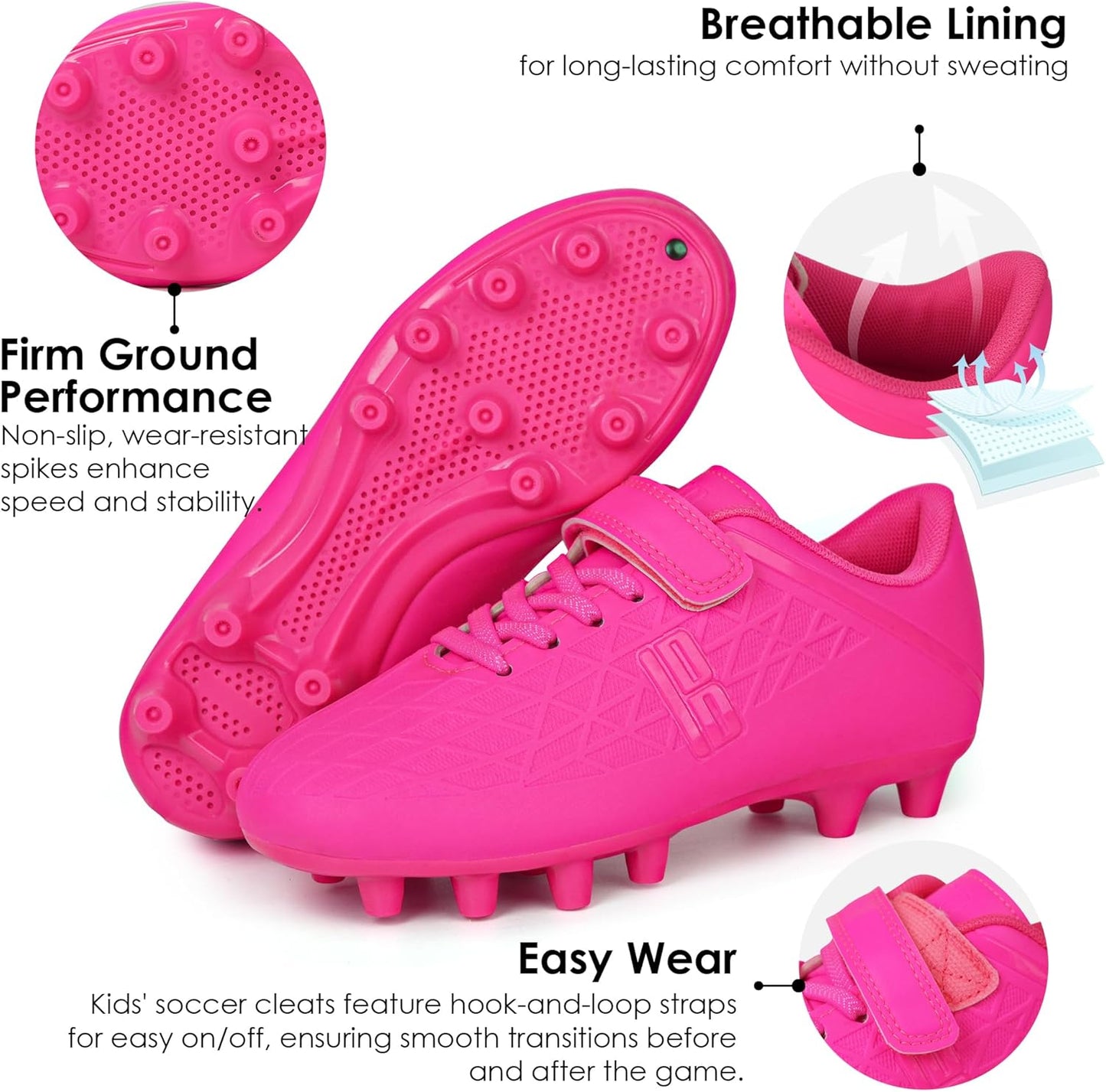 brooman Kids Firm Ground Soccer Cleats Boys Girls Football Cleats with Soccer Socks