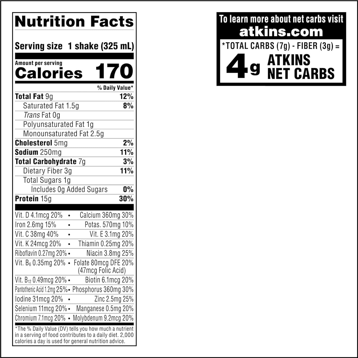 Atkins Mocha Latte Iced Coffee Protein Shake, 15g Protein, Low Glycemic, 4g Net Carb, 1g Sugar, Keto Friendly (Pack of 2)