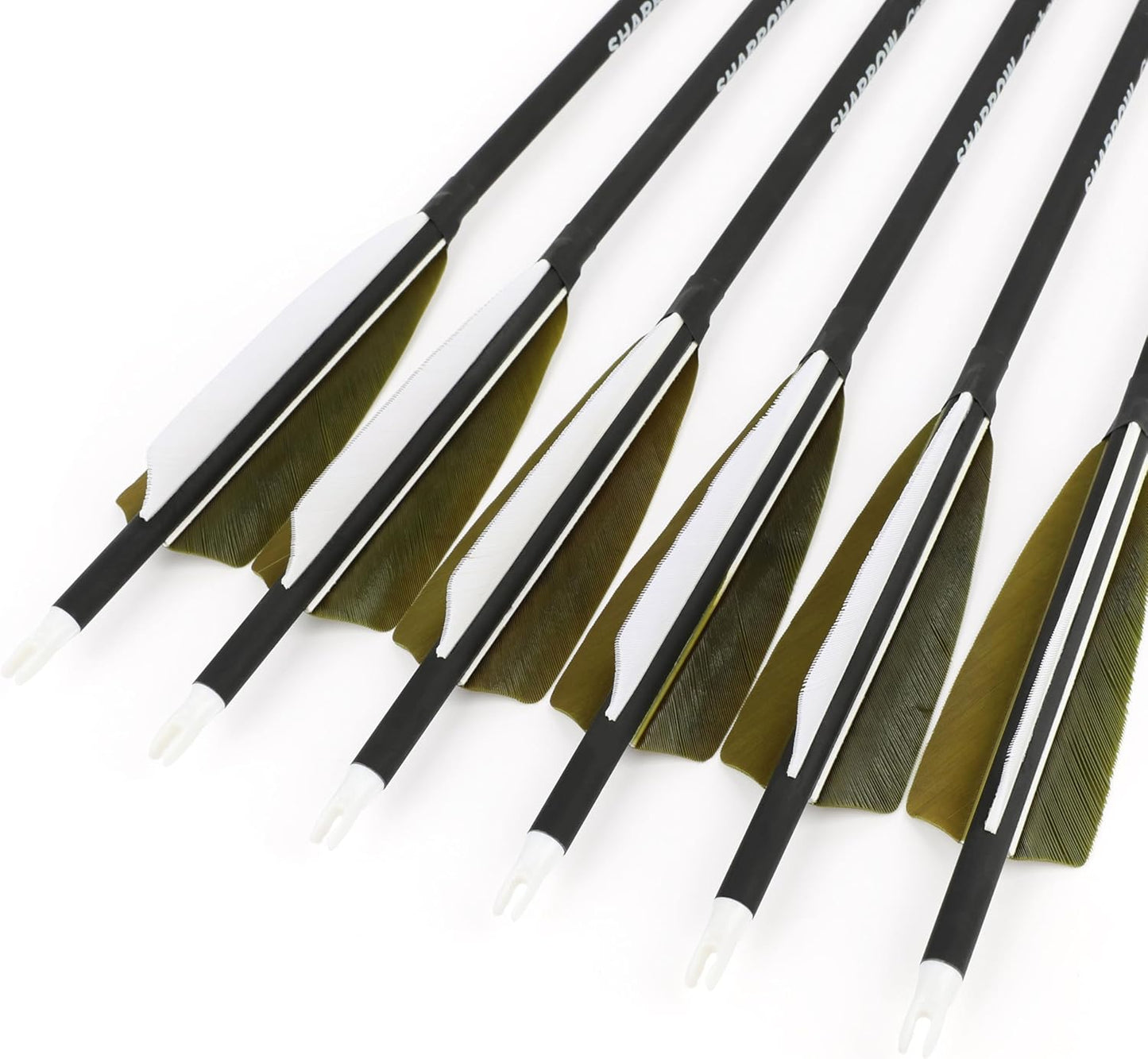 ZSHJGJR 30 Inch Archery Carbon Arrows Hunting Arrows with 4” Turkey Feather Target Practice Arrows Spine 500 for Compound & Recurve &Traditional Bow 6/12pcs