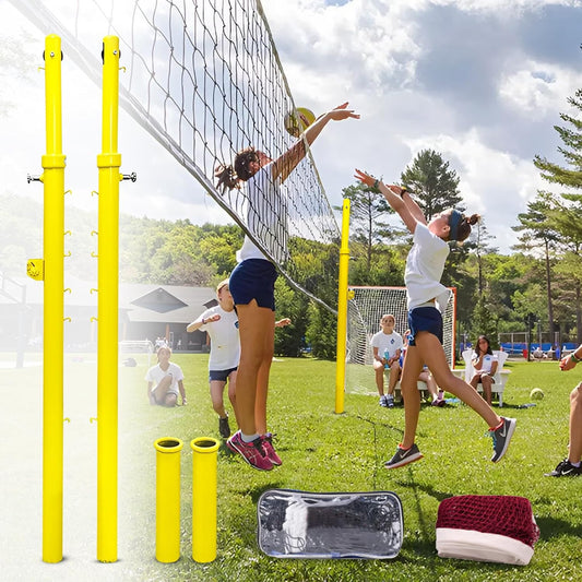Volleyball Net with Poles，Volleyball Poles for Backyard, 6 Adjustable Heights Volleyball Set 8ft Professional Standard Height Stand, for Backyard Outdoor