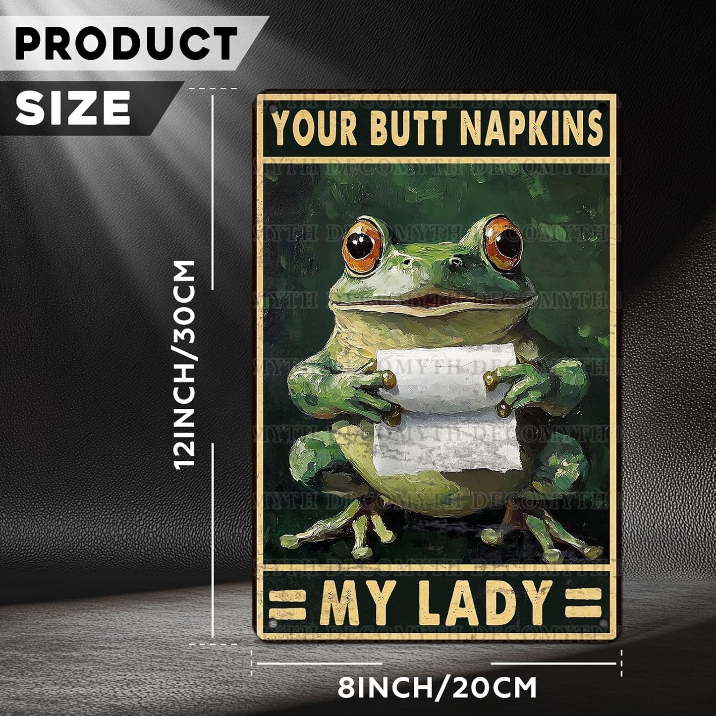 Funny Frog Bathroom Toilet Decor Metal Sign Frog Your Butt Napkin My Lord Vintage Tin Sign for Bedroom Toilet or Bathroom Wall 12 * 8inch