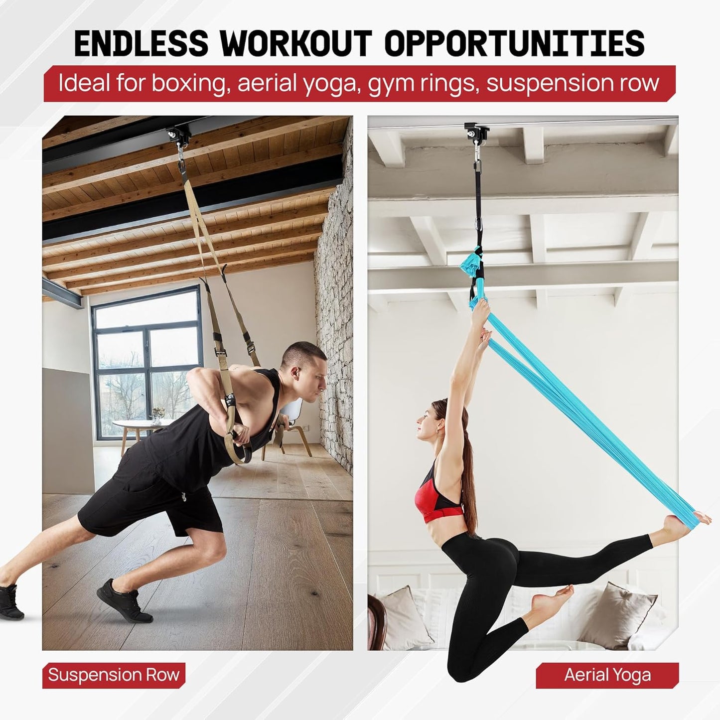 Yes4All Punching Bag Hanger, Stainless Steel Swivel Chain with 4 Snap Hooks for Heavy Bag, Gym Swing, Trapeze, and Hammock