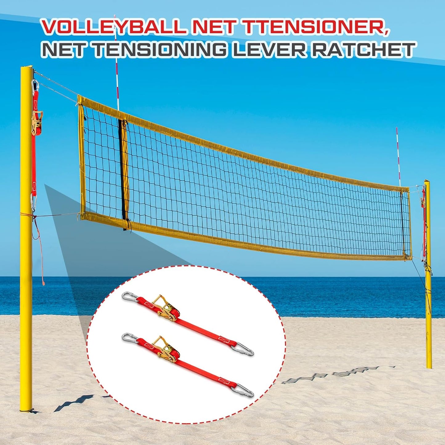 2 Pcs Volleyball Net Ratchet Strap Heavy Duty Net Tensioning Lever Ratchet Volleyball Poles Rope Tightener