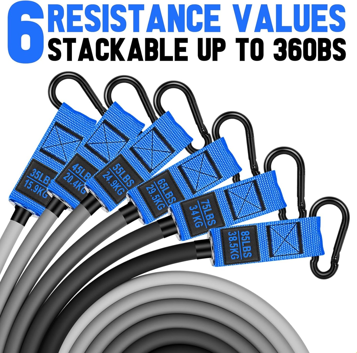 Heavy Resistance Bands for Working Out, 300lbs/360lb/420lb Exercise Bands Workout Bands with Handles, Door Anchor, Ankle Straps, Home Gym Workout Equipment for Men Fitness Strength Training Stretching