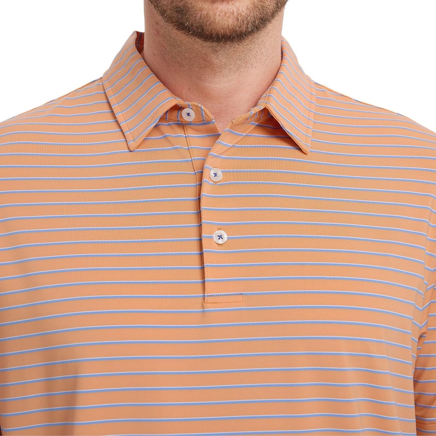 M MAELREG Golf Shirts for Men Moisture Wicking Striped Polo Performance Dry Fit Business Sports Mens Polo Shirts Short Sleeve